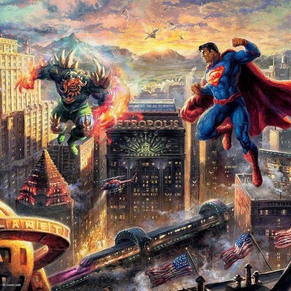 Ceaco - Thomas Kinkade - DC Comics - Superman Man of Steel - 1000 Piece Puzzle - Picture 1 of 3